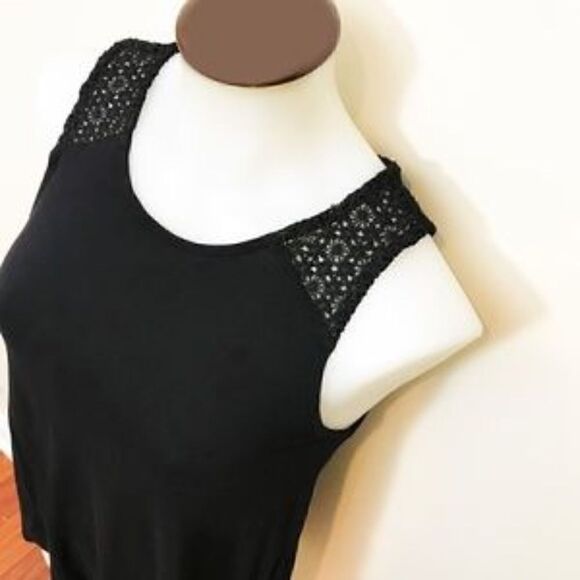 black Tank Top With Crochet Accent - Picture 3 of 5